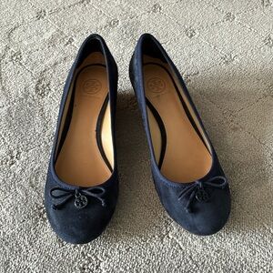 Tory Burch Suede Chelsea Wedge Shoes Blue Size 8.5